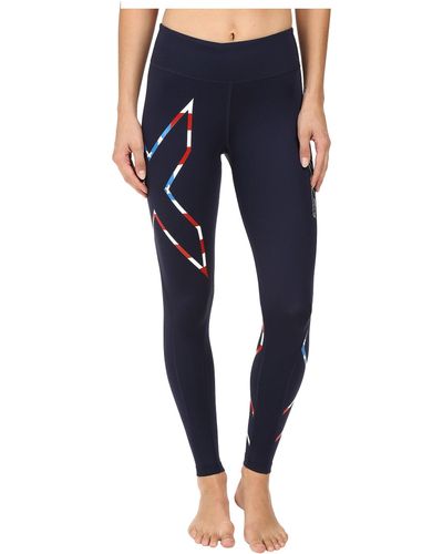 2XU Motion Mid-rise Compression Tights - Blue