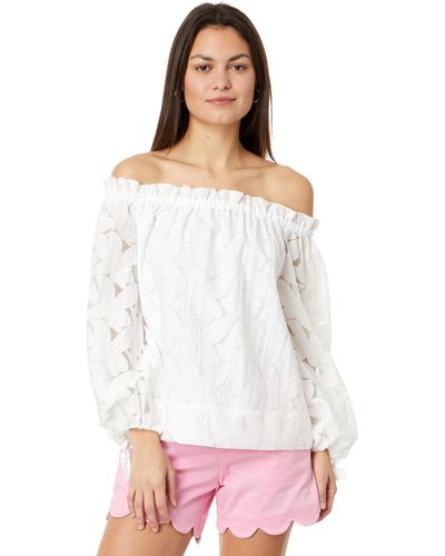 Lilly Pulitzer Jamielynn Long Sleeve Off The Shoulder Top - White