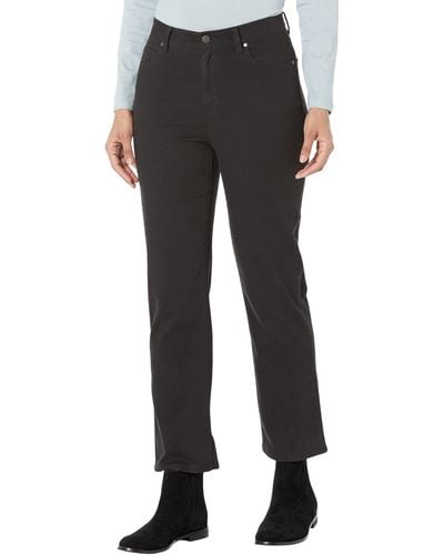 Eileen Fisher High-waisted Straight Ankle Jeans In Garment Dyed Organic Cotton Stretch Denim - Black