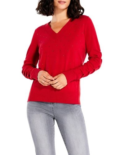 NIC+ZOE Nic+zoe Relaxed Glam Sweater - Red