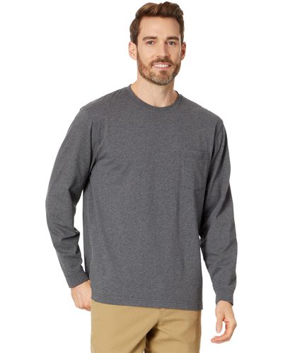 L.L. Bean Carefree Unshrinkable Tee With Pocket Long Sleeve - Gray