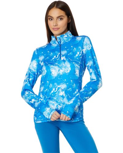 Hot Chillys Micro-elite Chamois Printed Zip-t - Blue
