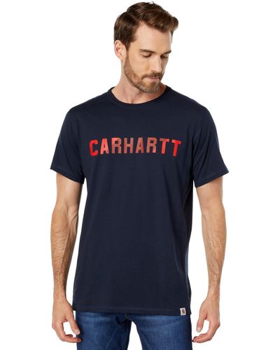 Carhartt Force Relaxed Fit Midweight Short Sleeve Block Logo Graphic T-shirt - Blue