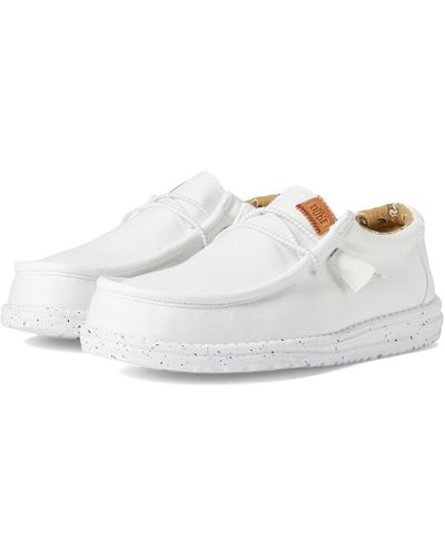 Hey Dude Wally Washed Canvas Slip-on Casual Shoes - White