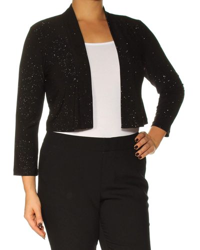 Calvin Klein Three-quarter-sleeve Shimmer Shrug - Black