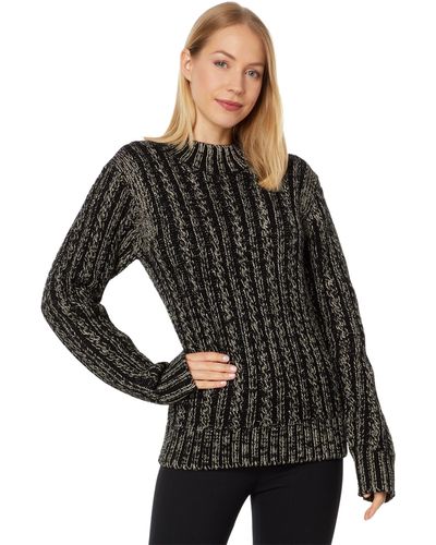 BLANC NOIR Lurex Cable Knit Sweater - Black