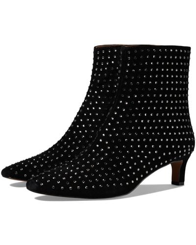 Madewell The Dimes Kitten-heel Boot In Crystal-embellished Suede - Black