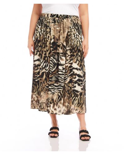 Karen Kane Plus Size Side-slit Midi Skirt - Natural