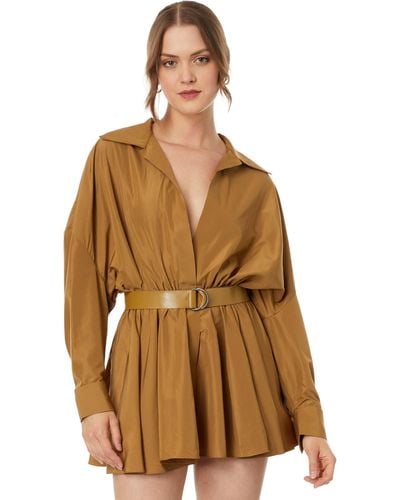 Norma Kamali Super Oversized Boyfriend Shirt Flared Mini Dress in