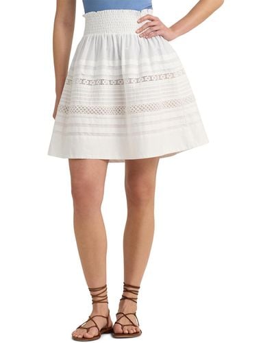 Lauren by Ralph Lauren Lace-trim Cotton Broadcloth Miniskirt - White