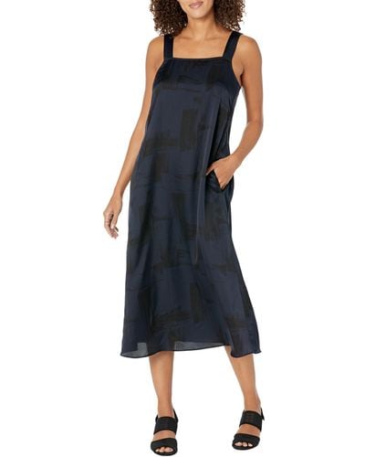 Eileen Fisher Square Neck Tank Dress - Blue