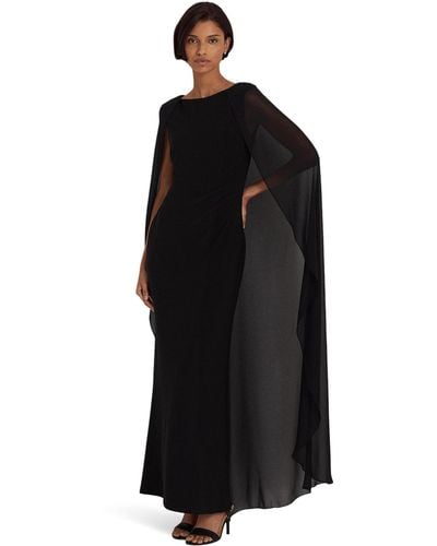 Lauren by Ralph Lauren Georgette-cape Jersey Gown - Black