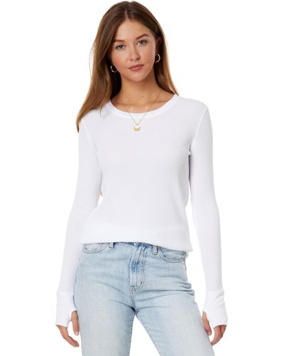 Mod-o-doc Washed Cotton Modal Thermal Long Sleeve Crew Neck Tee - White