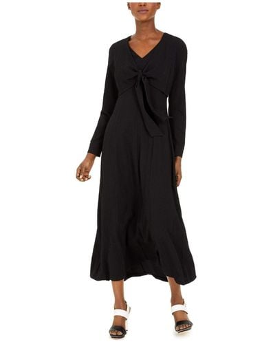 Calvin Klein Maxi Dress With Tie Front - Black