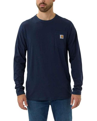 Carhartt Force Relaxed Fit Midweight Long Sleeve Pocket Tee - Blue