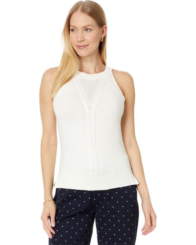 Tommy Hilfiger Sleeveless Cable Halter Sweater - White