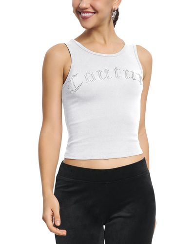 Juicy Couture Couture Fitted Tank With Curved Hotfix - White