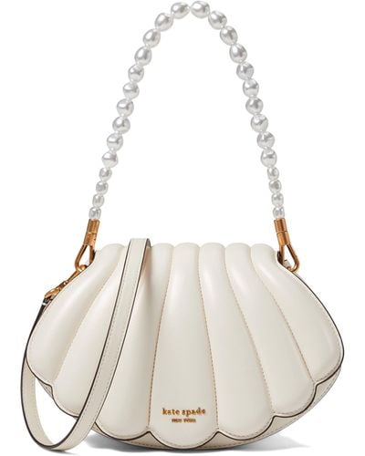 Kate Spade What The Shell Pearlized Smooth Leather 3-d Shell Crossbody - White