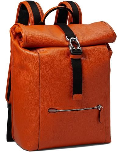 COACH Beck Roll Top Backpack In Pebble Leather - Orange