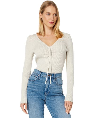 Madewell Ibiza V-neck Cinched Slim Pullover - White