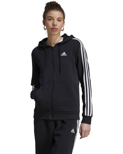 adidas 3-stripes Fleece Full Zip Hoodie - Black