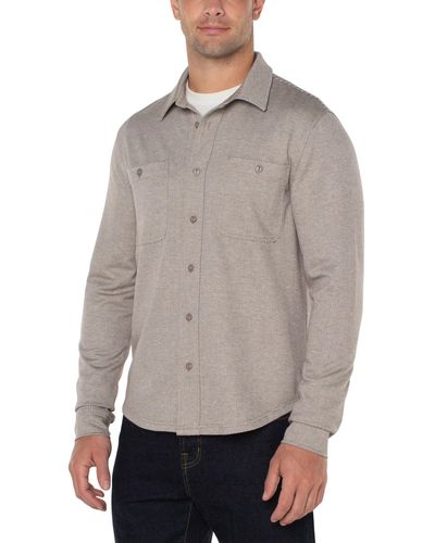 Liverpool Los Angeles Knit Button Up Shirt - Gray