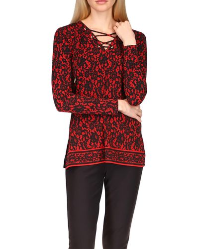 MICHAEL Michael Kors Lace Border Lace-up Top - Red