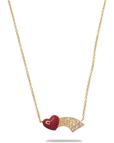 COACH Shooting Heart Pendant Necklace - Red