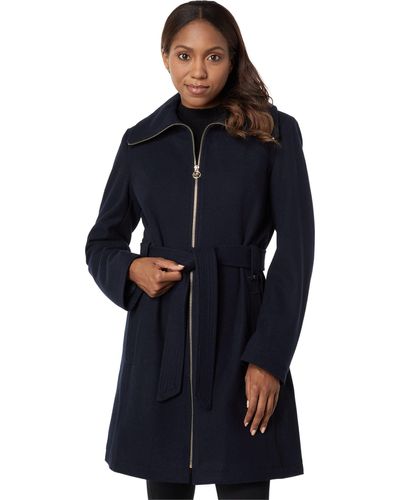 MICHAEL Michael Kors Zip Front Wool Coat M125524fnr - Blue