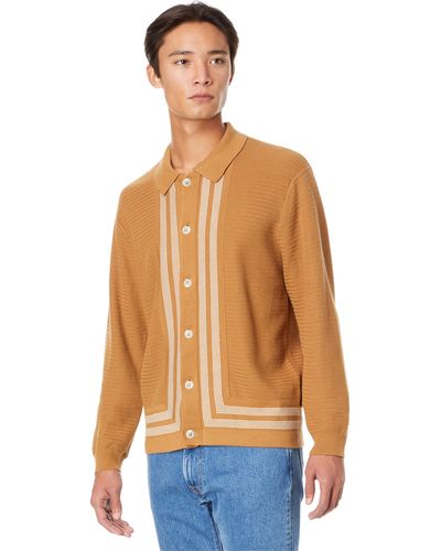 Madewell Button-up Long-sleeve Sweater Polo - Orange