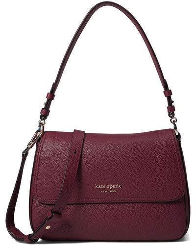 Kate Spade Leila Medium Pebbled Leather Flap Shoulder Bag In Cherrywood:  Handbags