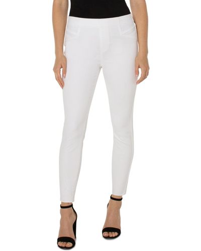 Liverpool Los Angeles Chloe Pull-on Crop With Cat Eye Pockets In Bright White - Blue