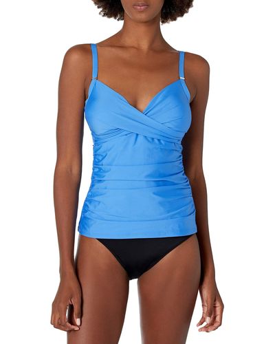 Calvin Klein Standard Tankini Swimsuit With Adjustable Straps And Tummy Control - Blue