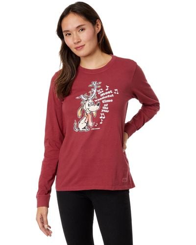 Life Is Good. Max Most Wonderful Time Long Sleeve Crusher Tee - Red