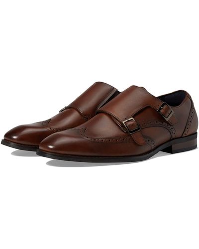Stacy Adams Karson Wing Tip Double Monk Strap - Brown