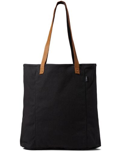 L.L. Bean Leather Handle Essential Tote Bag - Black