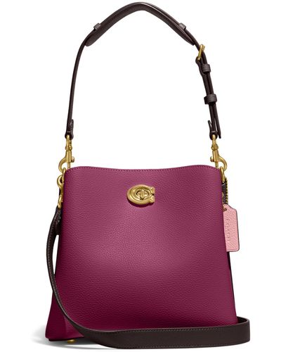 COACH Color-block Leather Willow Bucket - Purple