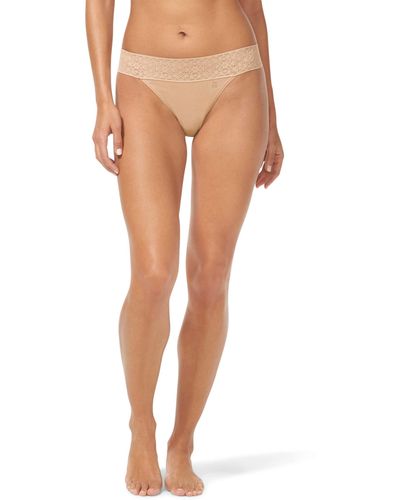 Tommy John Cool Cotton Thong, Lace Waist - Multicolor