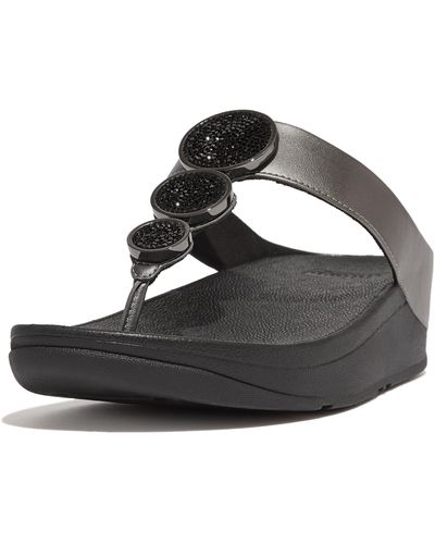Fitflop Halo Bead-circle Metallic Toe-post Sandals - Black