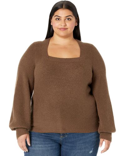 Madewell Plus Kevin Square Neck Rib Pullover - Brown