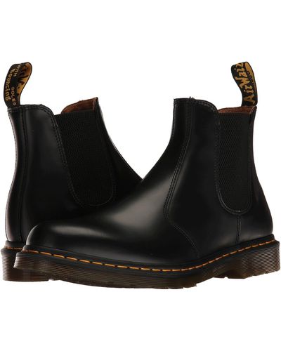 Dr. Martens 2976 Yellow Stitch Smooth Leather Chelsea Boots - Black