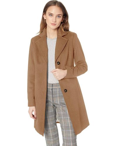 Calvin Klein Womens Classic Cashmere Wool Blend Coat - Brown