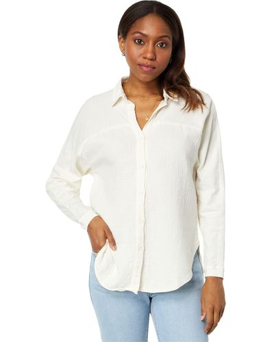 Bobi Button-down Mixed Collar Shirt - White