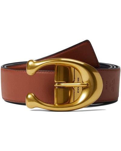 COACH 38 Mm Signature Buckle Belt In Glovetan Leather - Multicolor