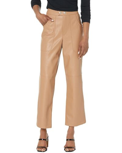 Blank NYC Baxter Leather High-rise Straight Leg Pants In Lucky Number - Natural