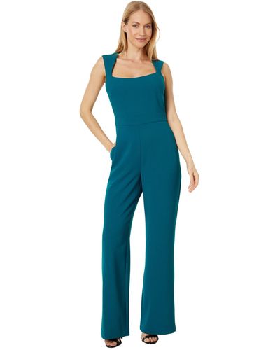 Vince Camuto Square Neck Open Back Jumpsuit In Stretch Crepe - Blue