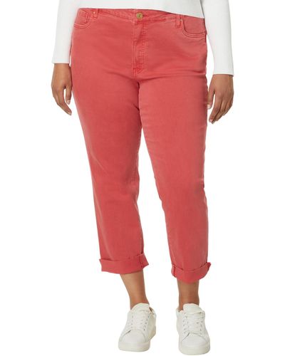 Kut From The Kloth Plus Size Reese High-rise Fab Ab Ankle Straight Raw Hem In Strawberry - Red
