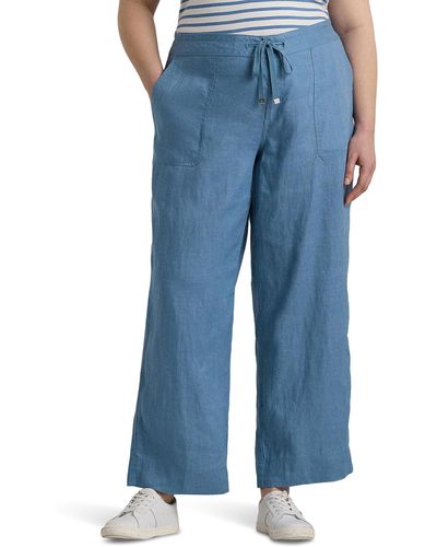 Lauren by Ralph Lauren Plus-size Linen Wide-leg Pant - Blue