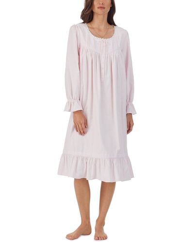 Eileen West Cotton Flannel Long Sleeve Waltz Gown - Pink