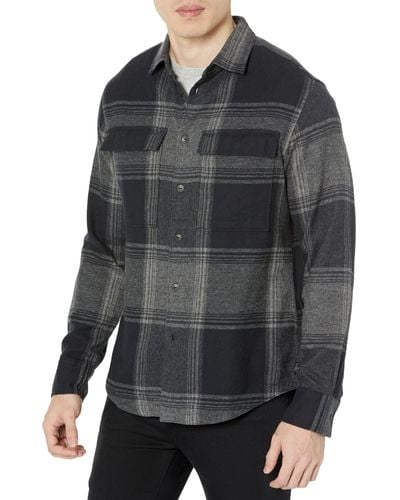 Good Man Brand Stadium Shirt Jacket In Brushed Flannel - Gray
